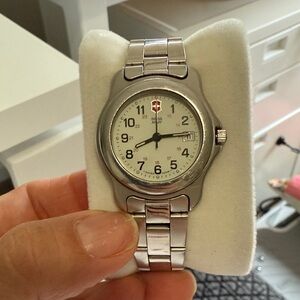 Victorinox Silver Watch with White Dial